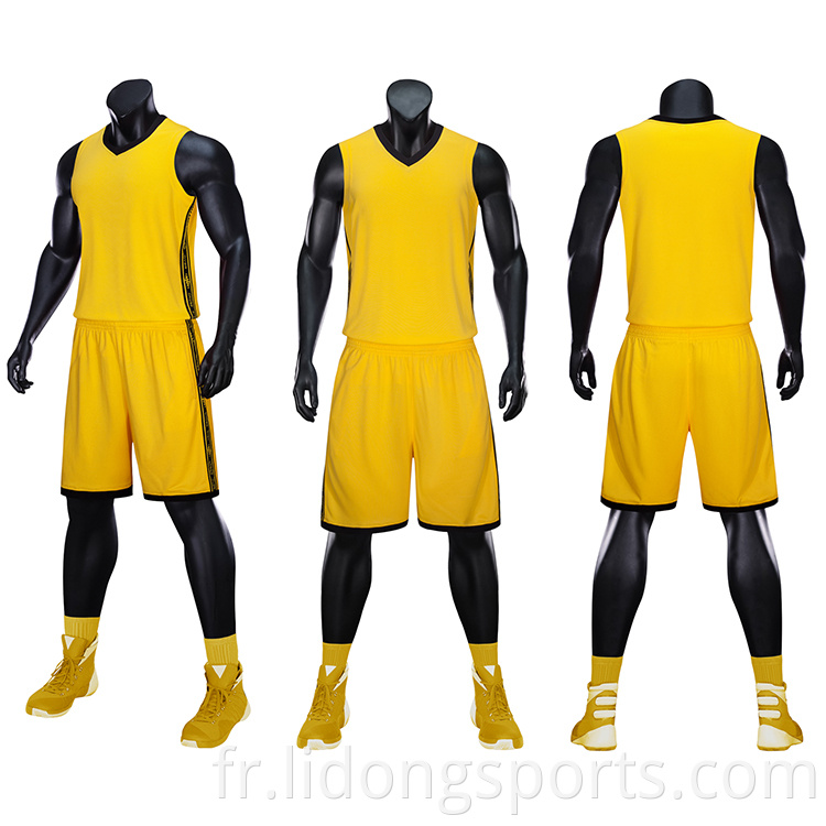 2021 Nouveau design Hommes de haute qualité 100% polyester Jersey de basket-ball noir et court